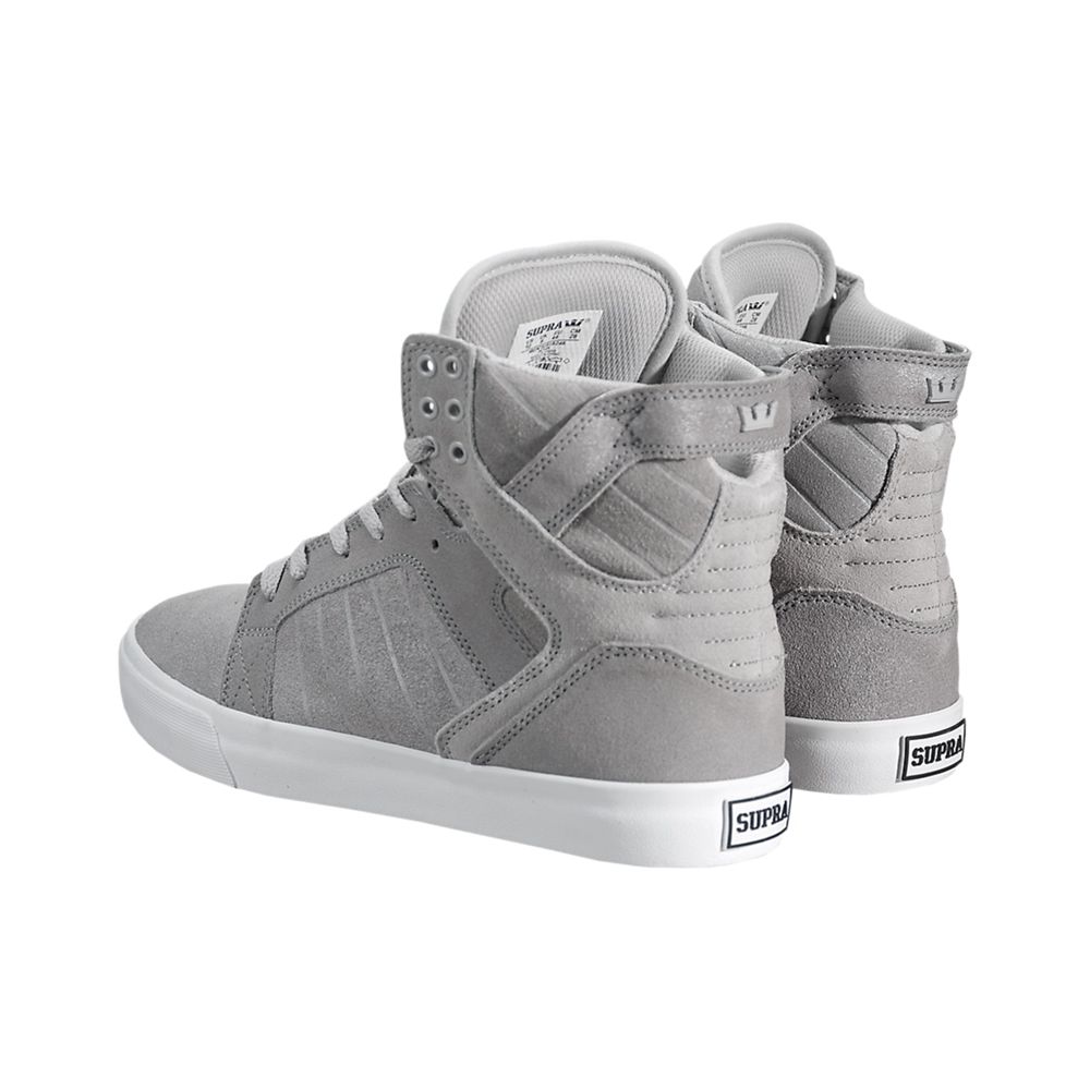 Baskets Montantes Supra SkyTop Grise Silver/White Homme | FGJ-82658022